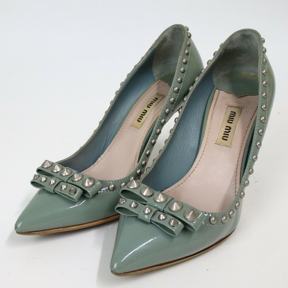 Auth Miu Miu Studs Pumps Enamel